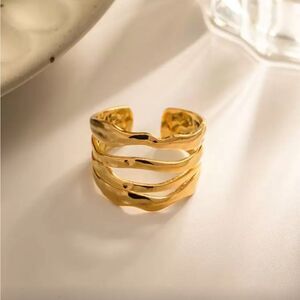 Gold Open Wave Stackable Ring